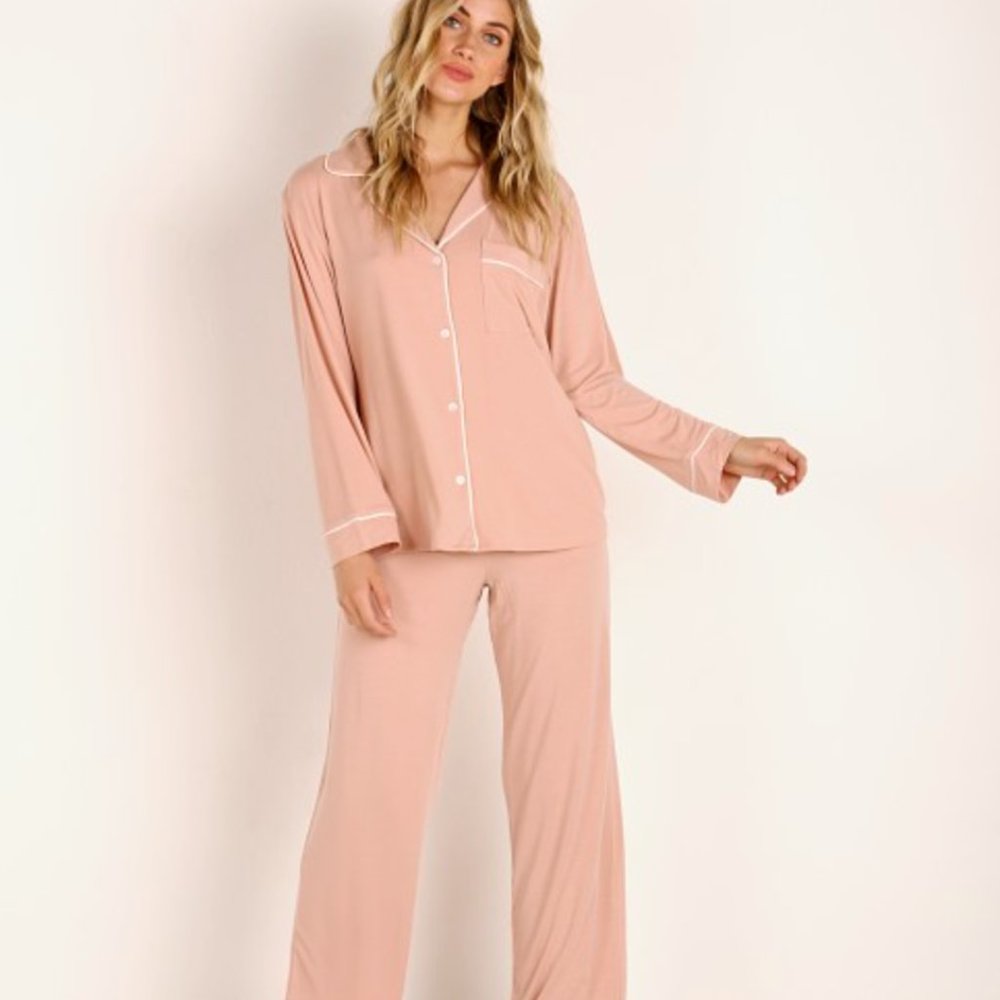 Eberjey Gisele Long PJ Set - Misty Rose